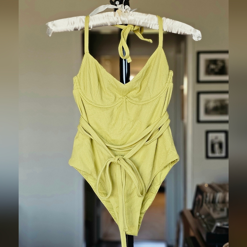 Revel Rey Textured Halter One-Piece Swimsuit